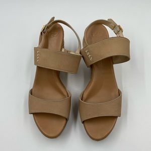 UGG Tan Leather Elena Wedge Sandal, Women’s size 9